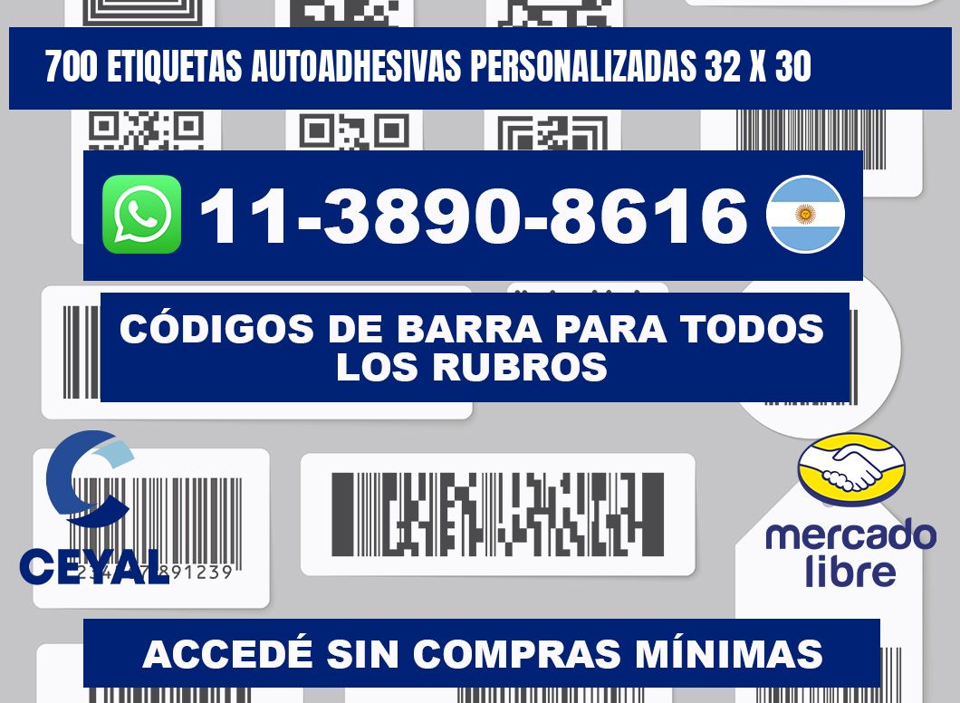 700 Etiquetas autoadhesivas personalizadas 32 x 30