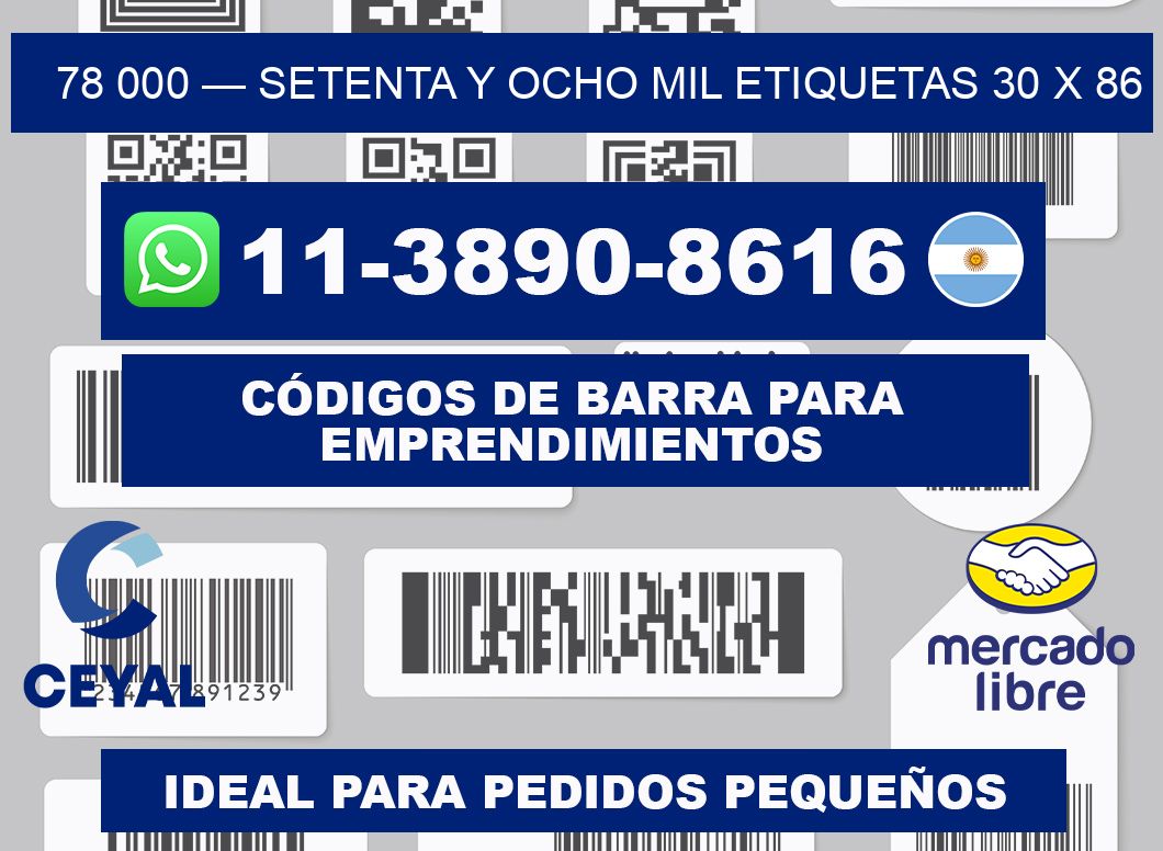 78 000 — setenta y ocho mil etiquetas 30 x 86
