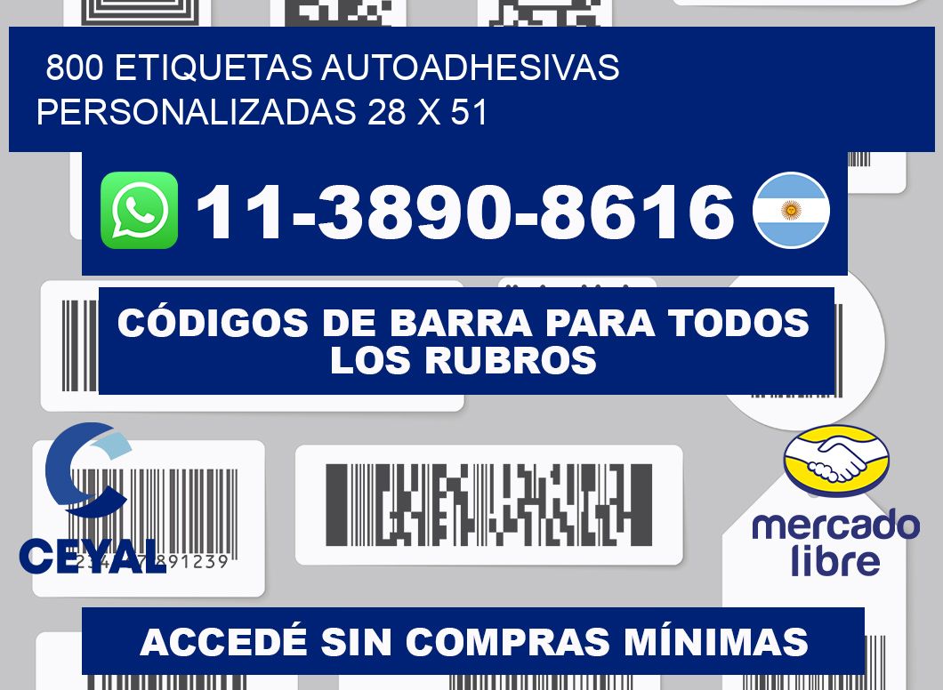 800 Etiquetas autoadhesivas personalizadas 28 x 51