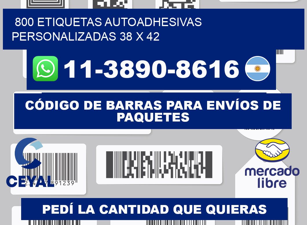 800 Etiquetas autoadhesivas personalizadas 38 x 42
