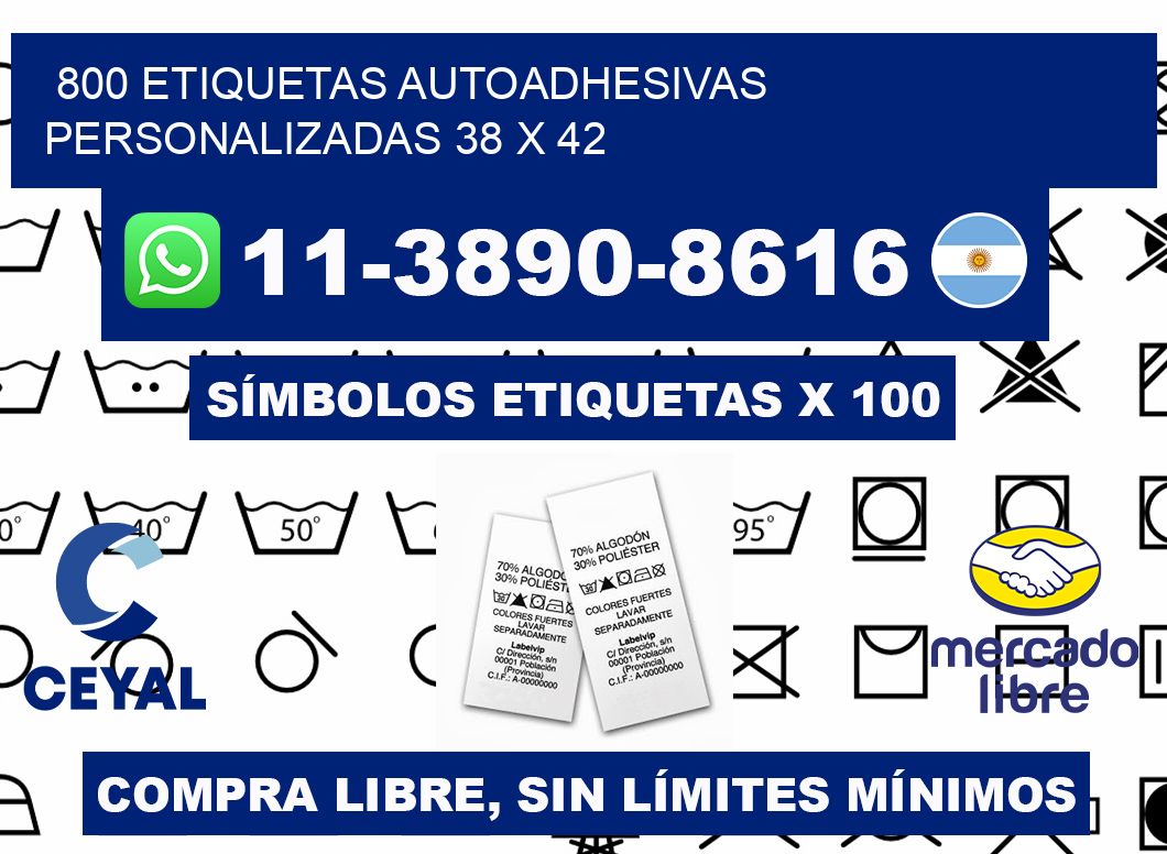 800 Etiquetas autoadhesivas personalizadas 38 x 42