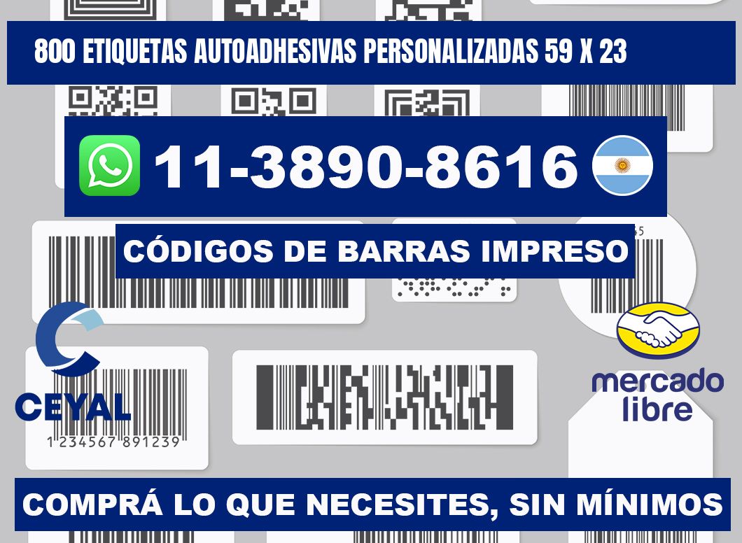 800 Etiquetas autoadhesivas personalizadas 59 x 23