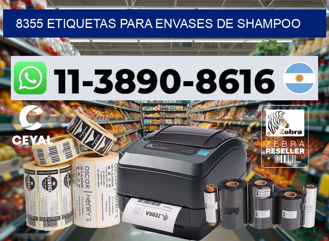 8355 Etiquetas para envases de shampoo