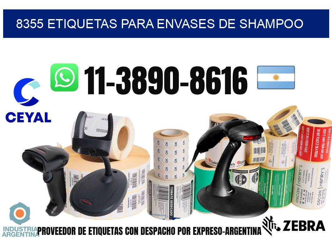 8355 Etiquetas para envases de shampoo