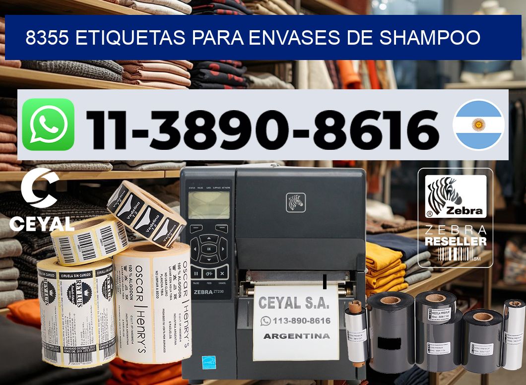 8355 Etiquetas para envases de shampoo