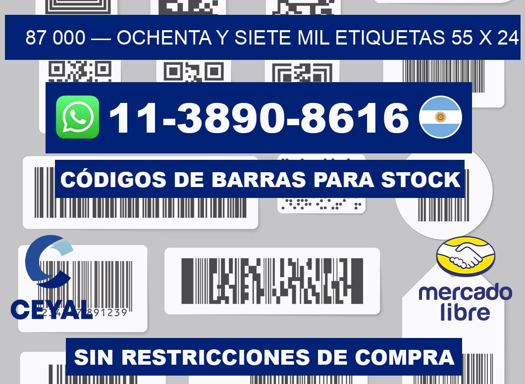 87 000 — ochenta y siete mil etiquetas 55 x 24