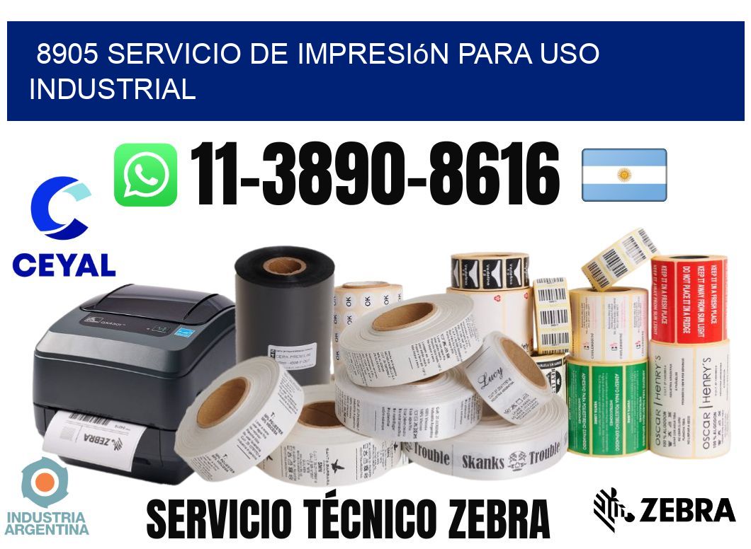 8905 Servicio de impresión para uso industrial