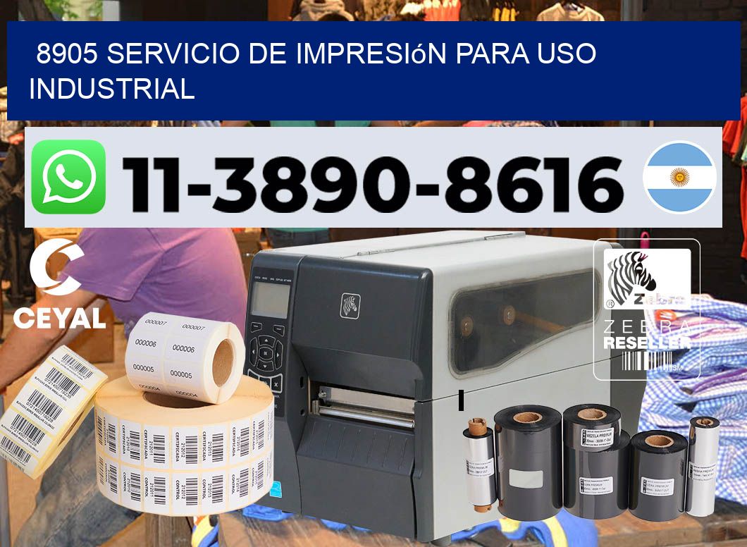 8905 Servicio de impresión para uso industrial