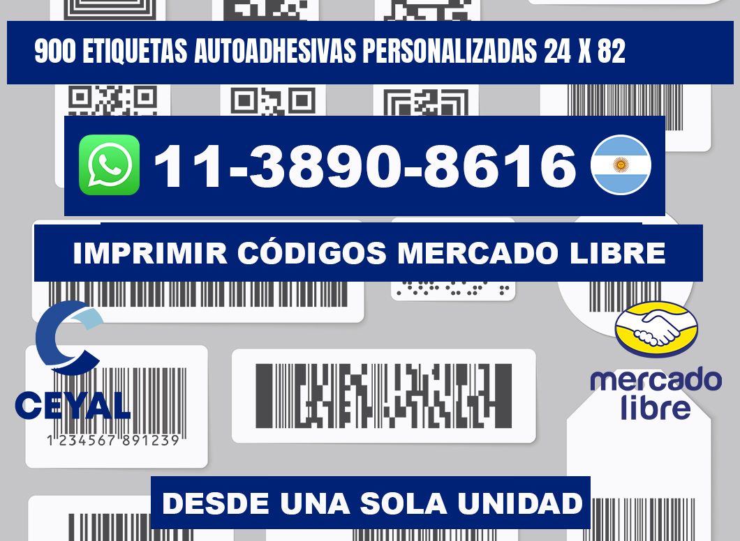 900 Etiquetas autoadhesivas personalizadas 24 x 82