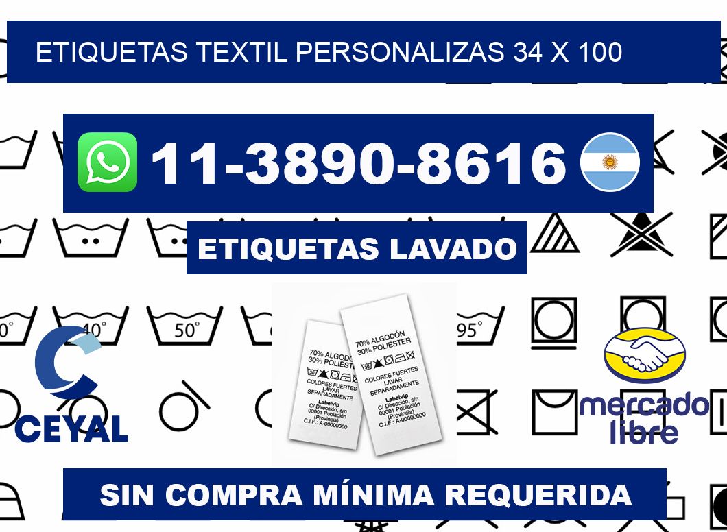 ETIQUETAS TEXTIL PERSONALIZAS 34 x 100