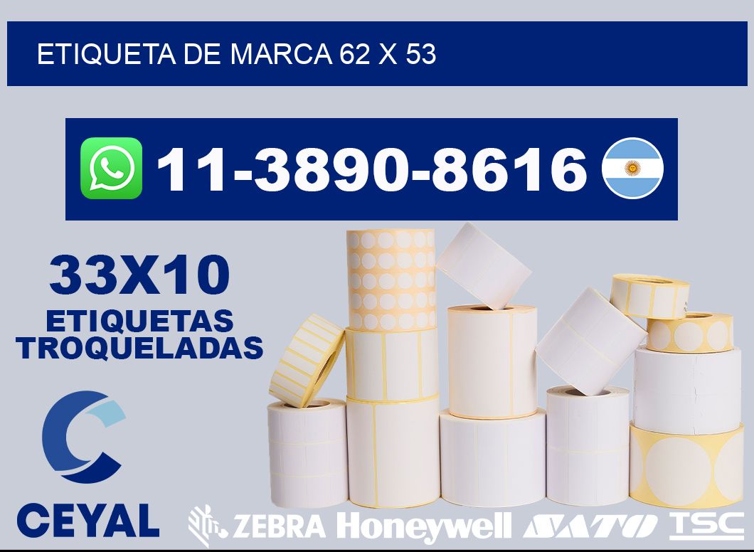 Etiqueta de marca 62 x 53