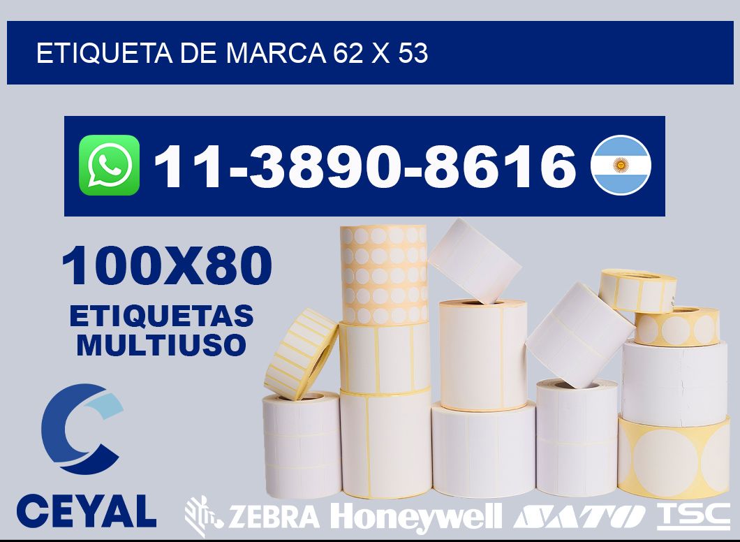 Etiqueta de marca 62 x 53