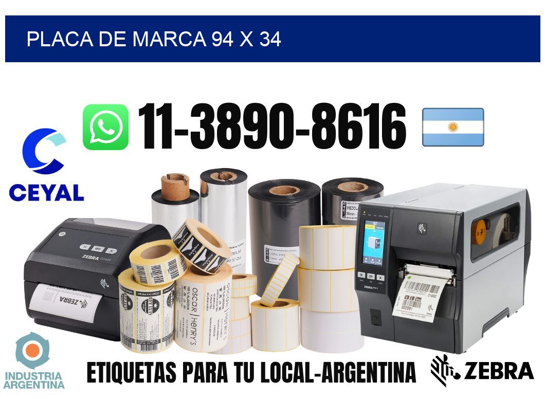 Placa de marca 94 x 34