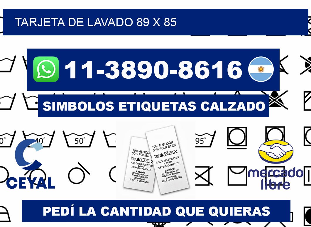 Tarjeta de lavado 89 x 85