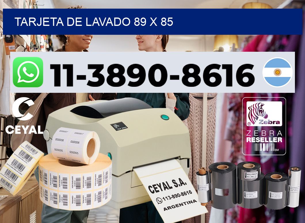 Tarjeta de lavado 89 x 85