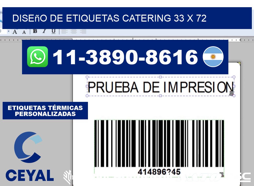 diseño de etiquetas catering 33 x 72