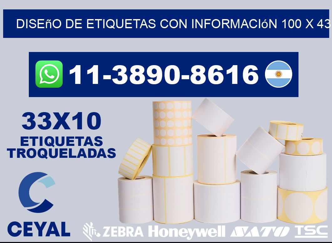 diseño de etiquetas con información 100 x 43