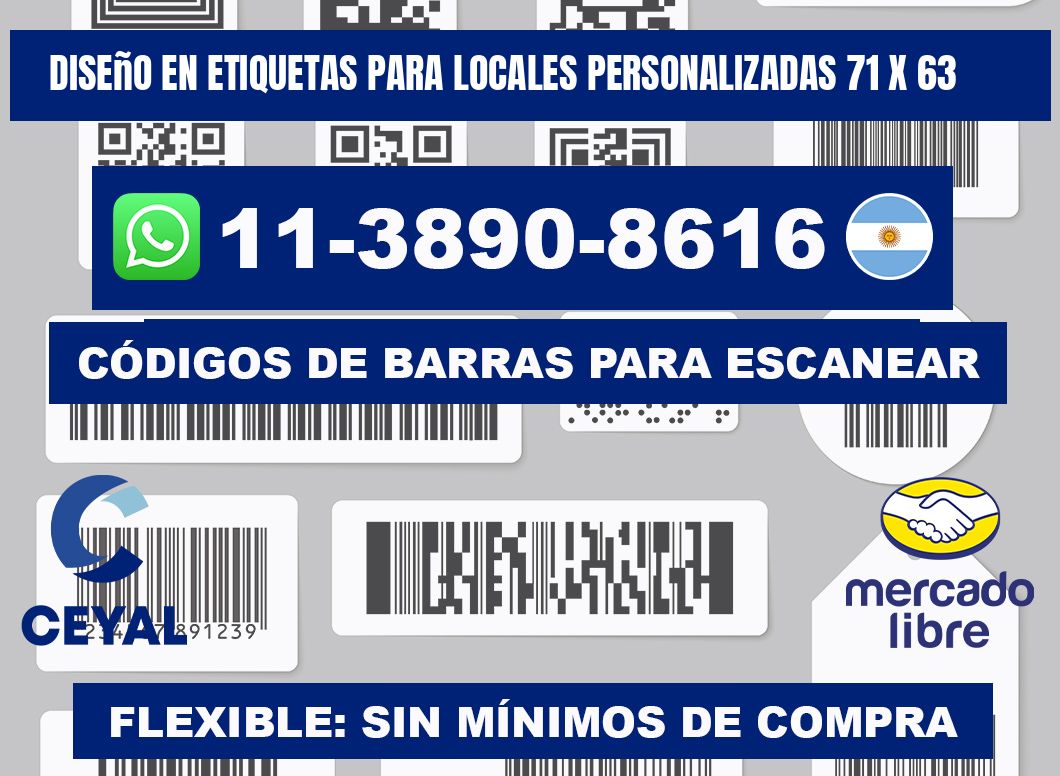 diseño en etiquetas para locales personalizadas 71 x 63