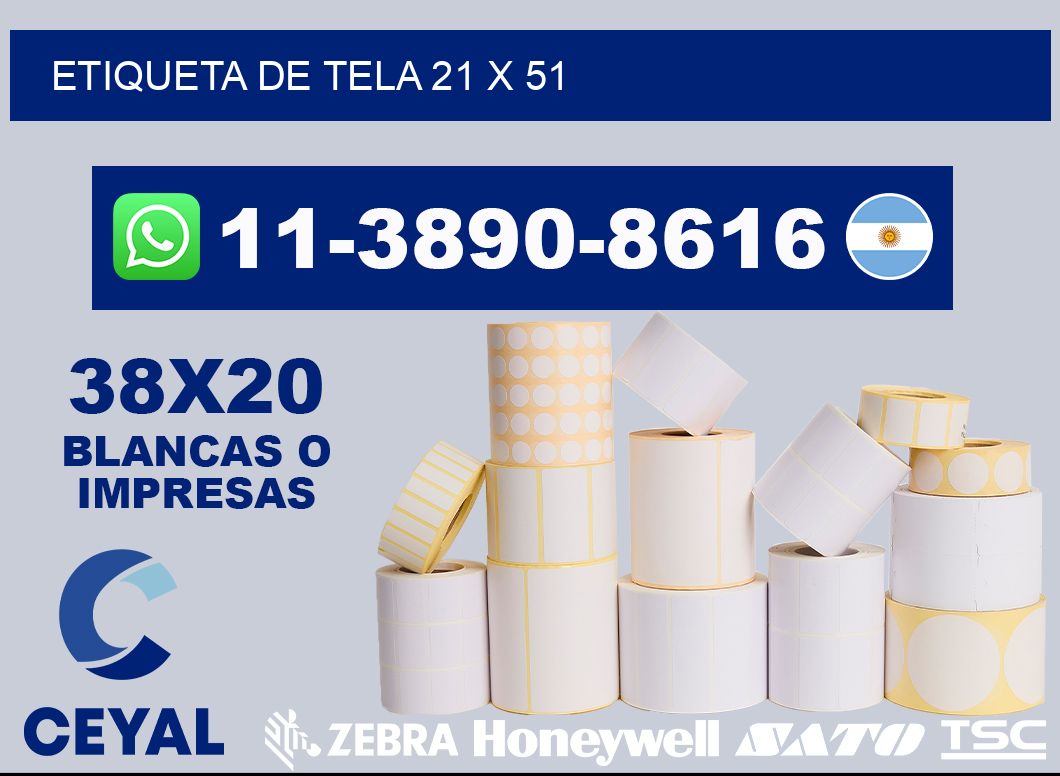 etiqueta de tela 21 x 51