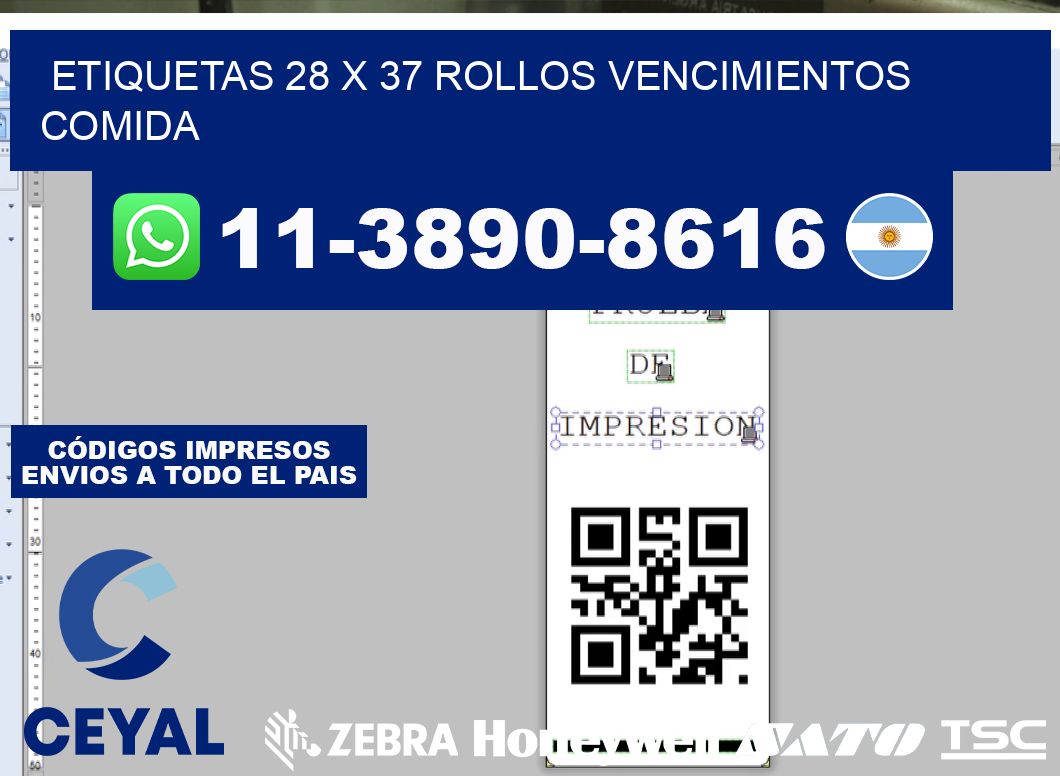 etiquetas 28 x 37 rollos vencimientos comida
