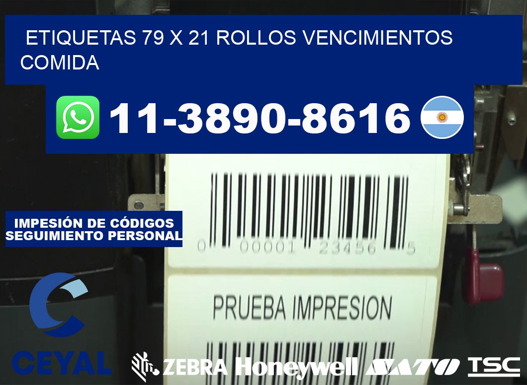 etiquetas 79 x 21 rollos vencimientos comida