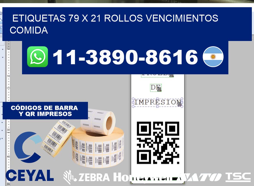 etiquetas 79 x 21 rollos vencimientos comida