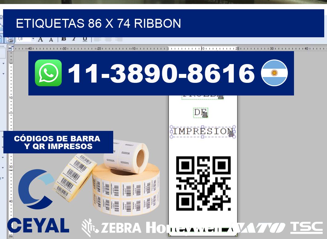 etiquetas 86 x 74 ribbon