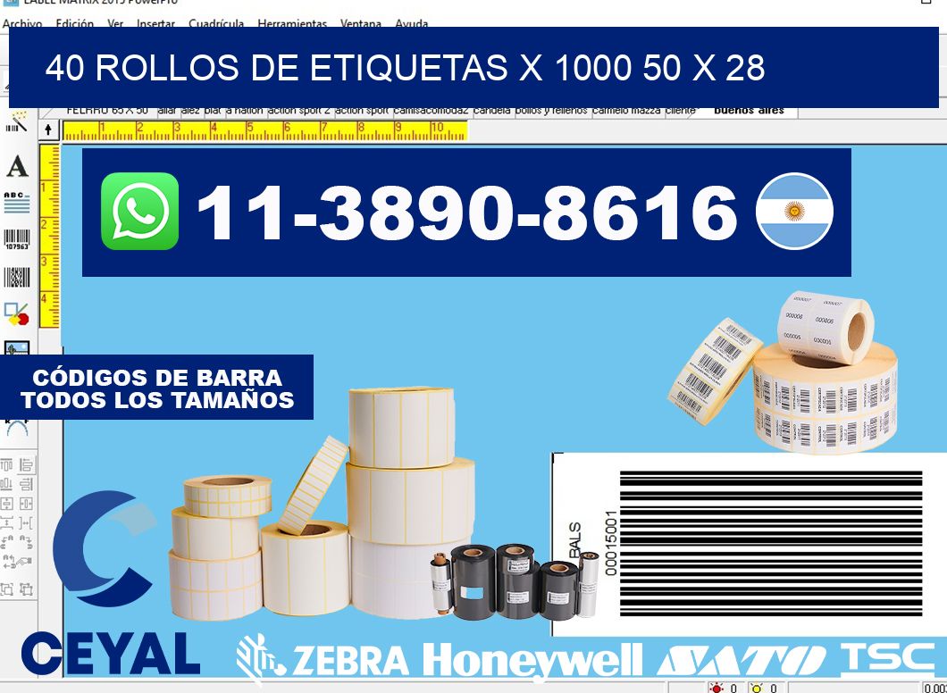 40 rollos de etiquetas x 1000 50 x 28