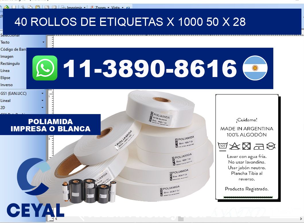 40 rollos de etiquetas x 1000 50 x 28