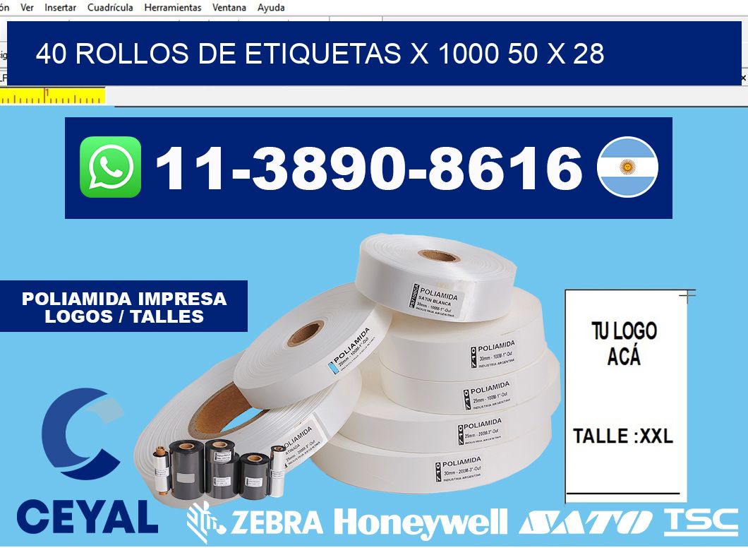 40 rollos de etiquetas x 1000 50 x 28
