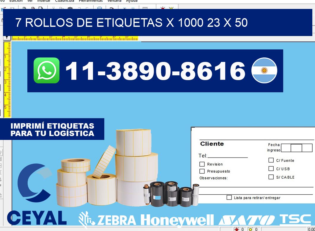 7 rollos de etiquetas x 1000 23 x 50