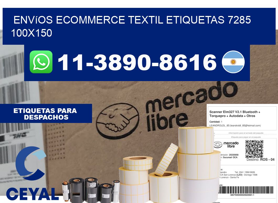 Envíos Ecommerce textil etiquetas 7285 100x150
