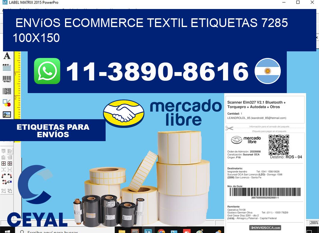 Envíos Ecommerce textil etiquetas 7285 100x150