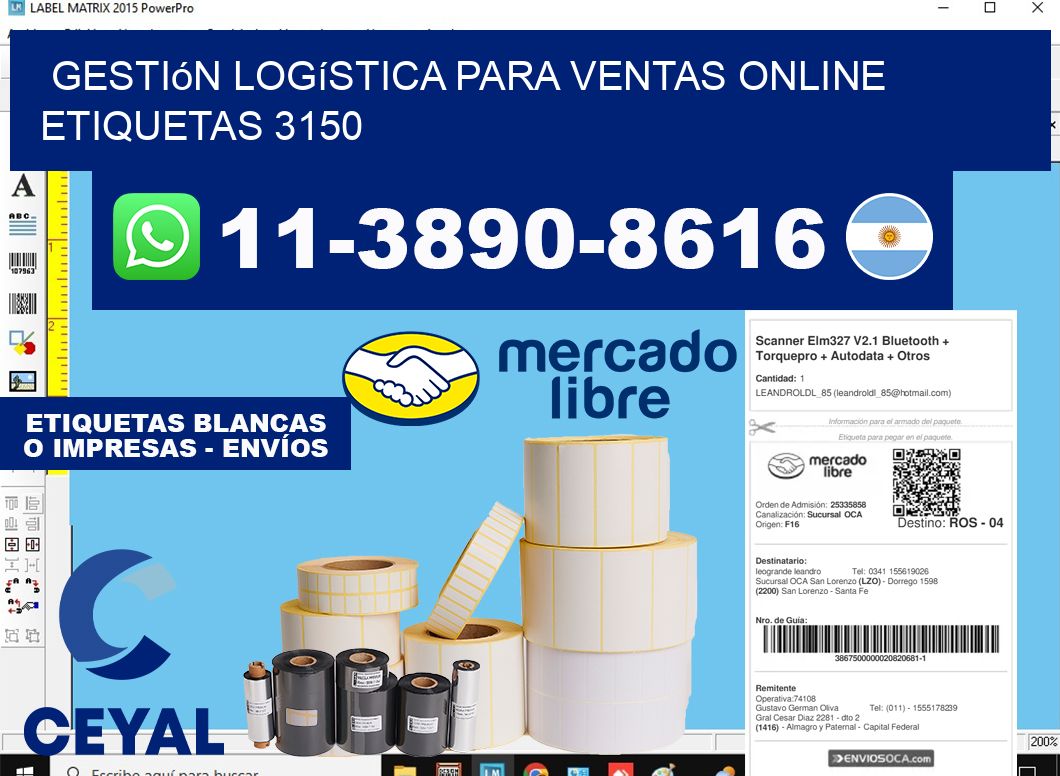 Gestión logística para ventas online  etiquetas 3150