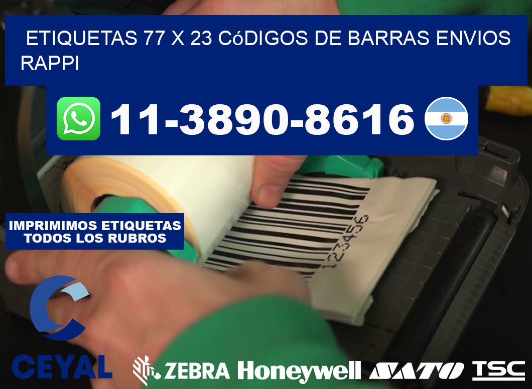 etiquetas 77 x 23 códigos de barras envios rappi