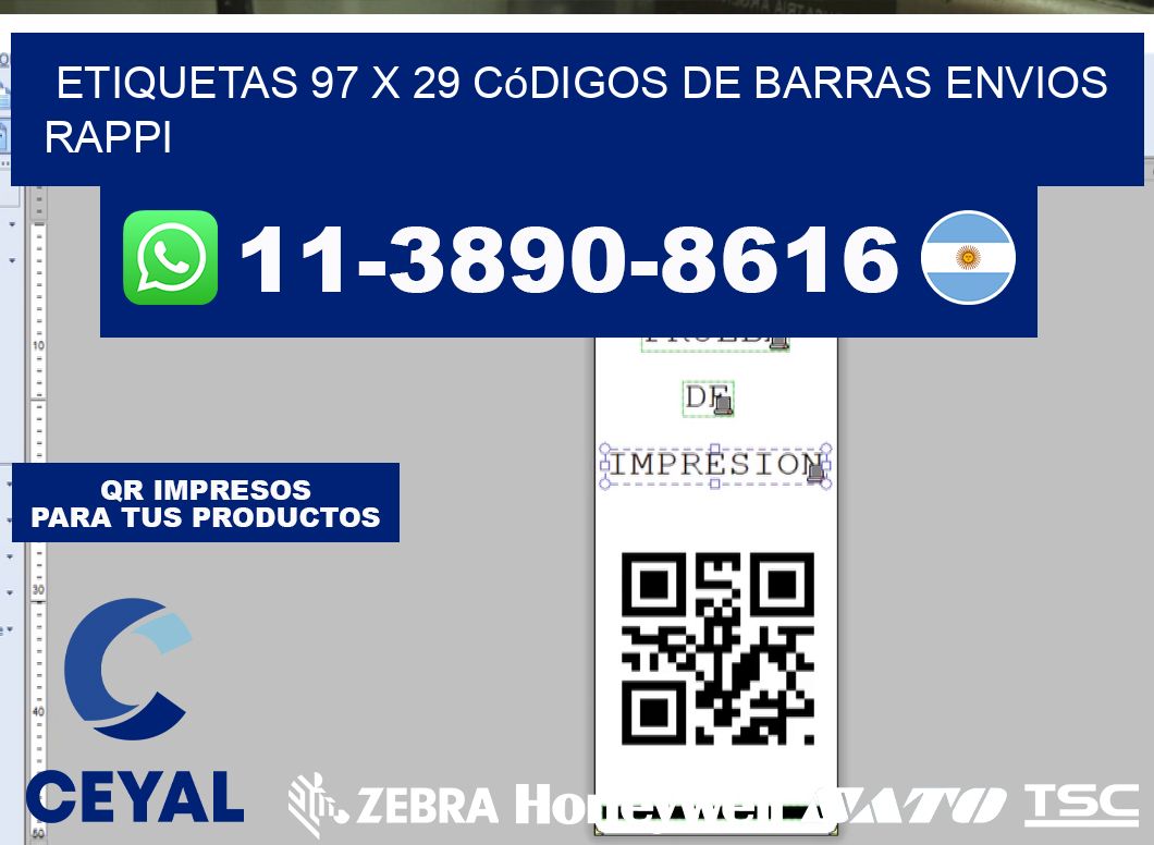 etiquetas 97 x 29 códigos de barras envios rappi