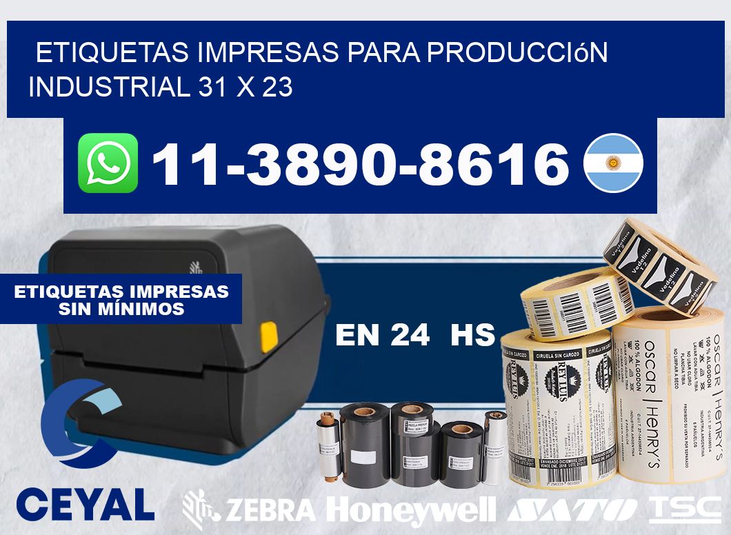 etiquetas impresas para producción industrial 31 x 23