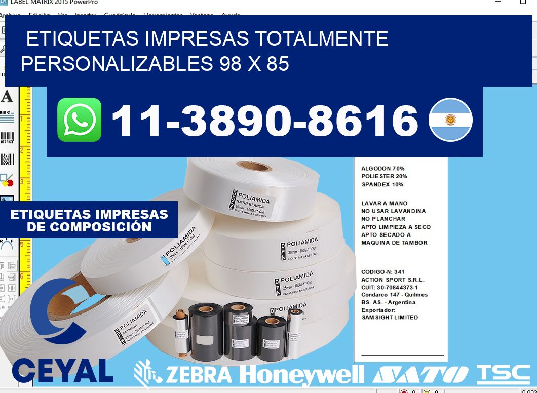 etiquetas impresas totalmente personalizables 98 x 85