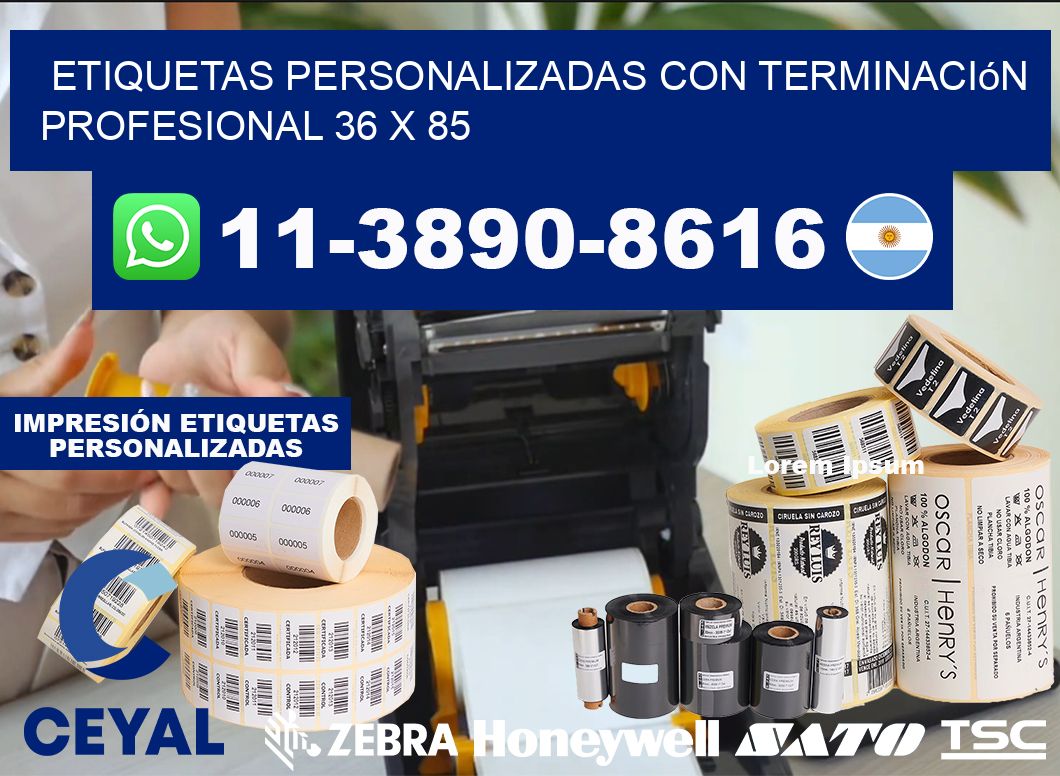 etiquetas personalizadas con terminación profesional 36 x 85