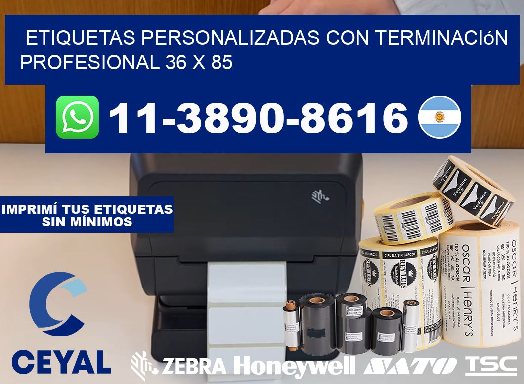 etiquetas personalizadas con terminación profesional 36 x 85