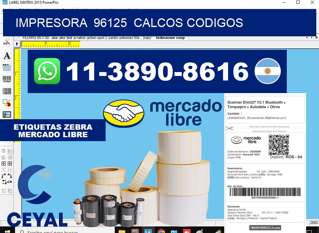 impresora  96125  calcos codigos