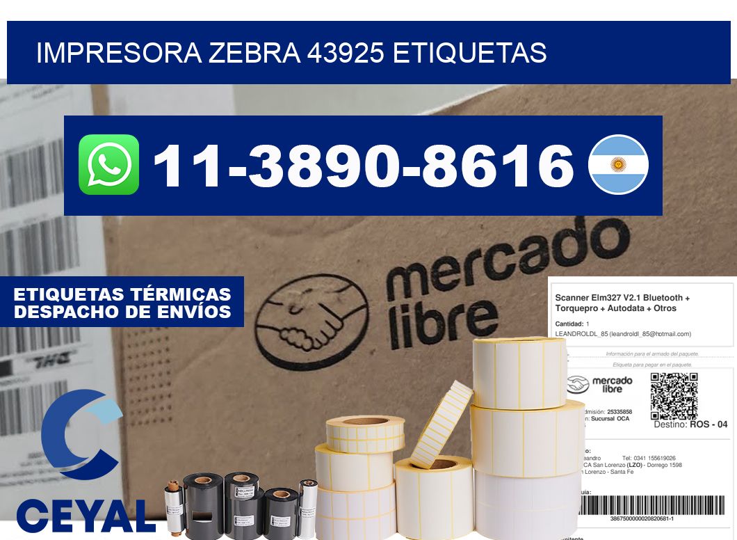 impresora zebra 43925 etiquetas