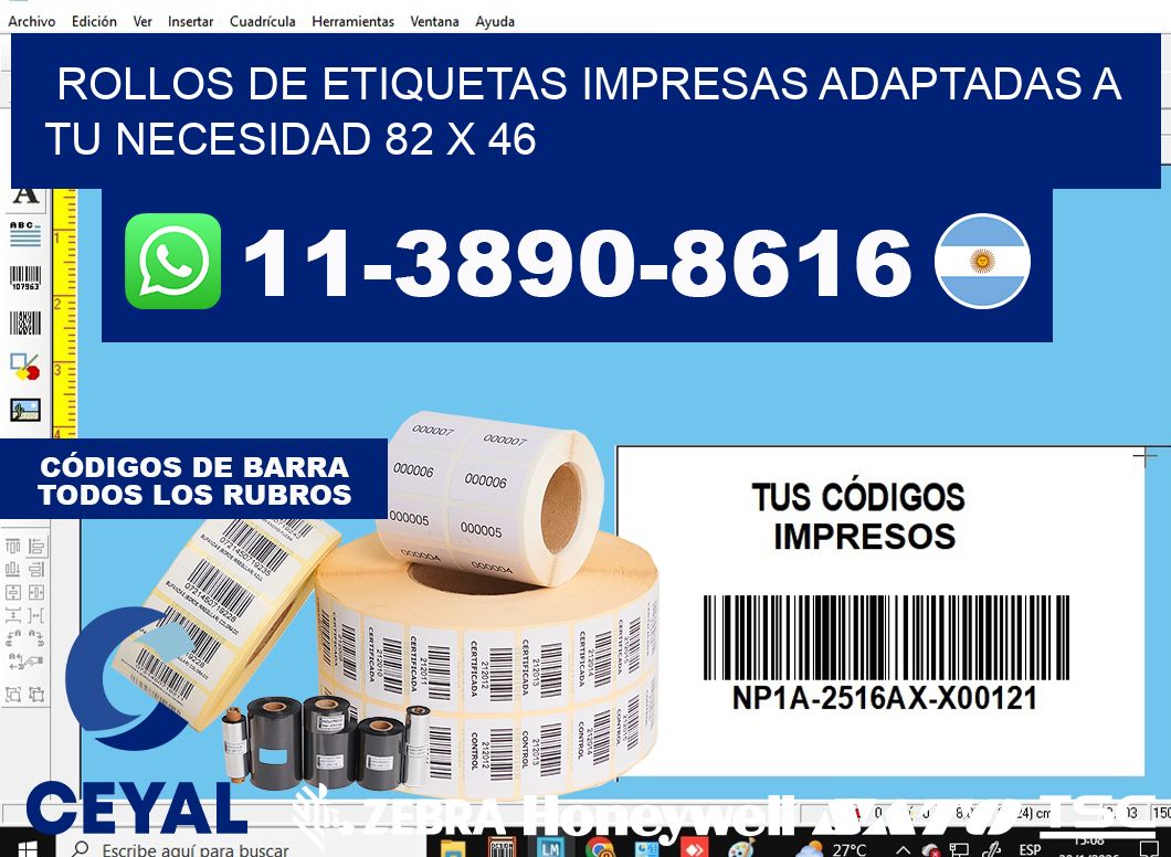 rollos de etiquetas impresas adaptadas a tu necesidad 82 x 46