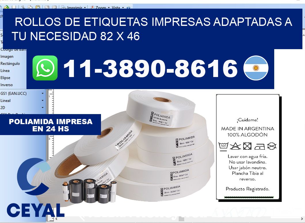 rollos de etiquetas impresas adaptadas a tu necesidad 82 x 46