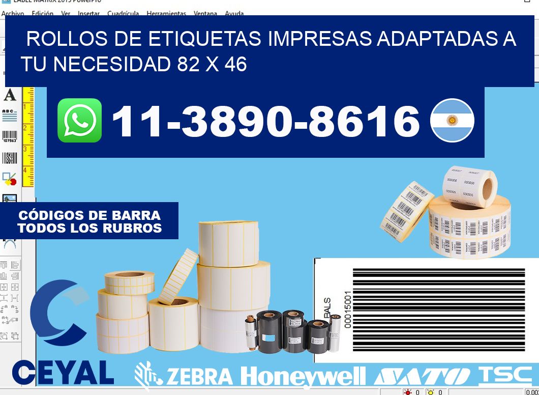 rollos de etiquetas impresas adaptadas a tu necesidad 82 x 46