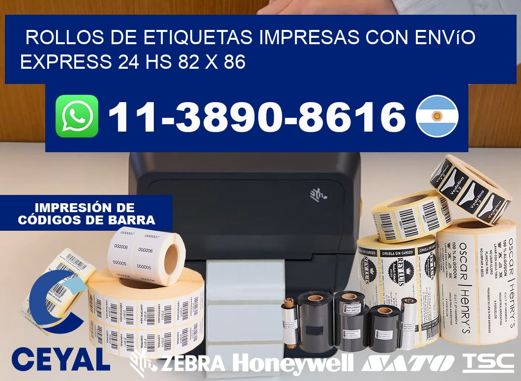 rollos de etiquetas impresas con envío express 24 hs 82 x 86