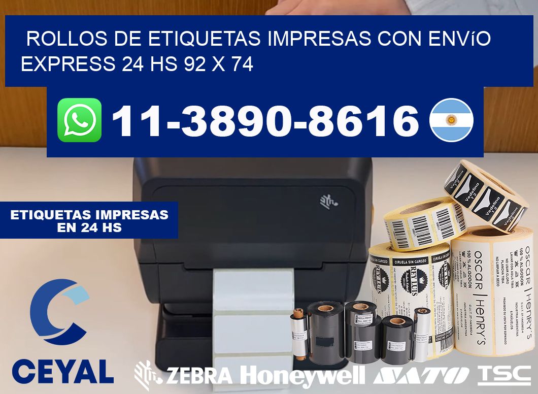 rollos de etiquetas impresas con envío express 24 hs 92 x 74
