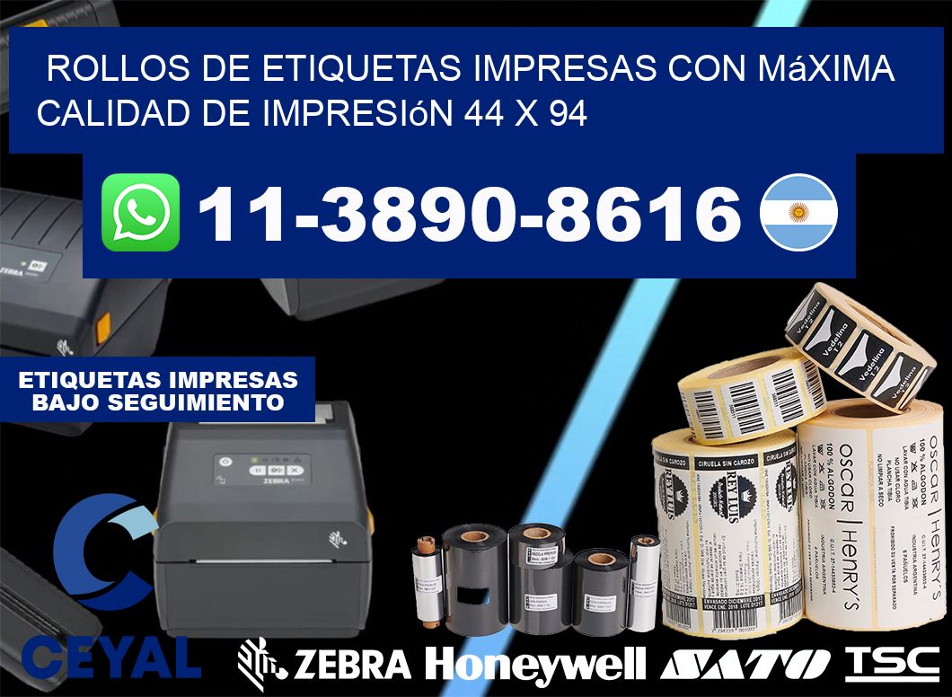 rollos de etiquetas impresas con máxima calidad de impresión 44 x 94