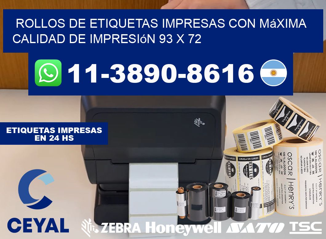rollos de etiquetas impresas con máxima calidad de impresión 93 x 72