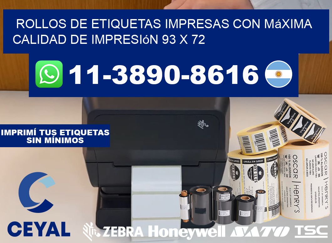 rollos de etiquetas impresas con máxima calidad de impresión 93 x 72